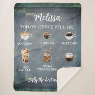 Personalised Rustic Coffee Choice Cosy Sherpa Blanket