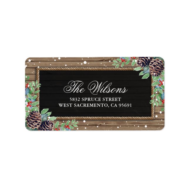 Personalised Rustic Country Christmas Winter Label (Front)