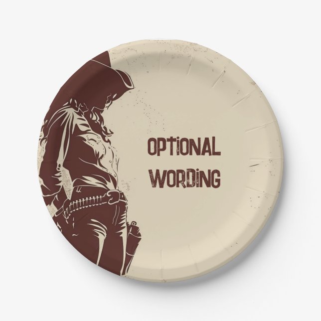 Personalised Rustic Cowgirl Western Party  Paper Plate (Front)