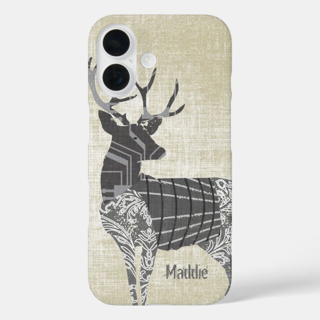 Personalised Rustic Deer Abstract Floral Geometric Case-Mate iPhone Case (Back)