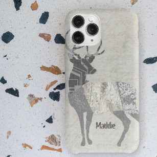 Personalised Rustic Deer Abstract Floral Geometric Case-Mate iPhone Case
