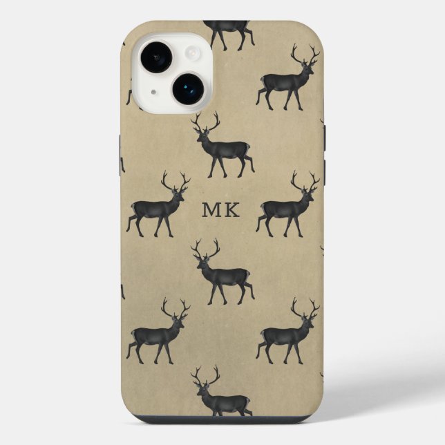 Personalised Rustic Deer Monogram iPhone Case (Back)