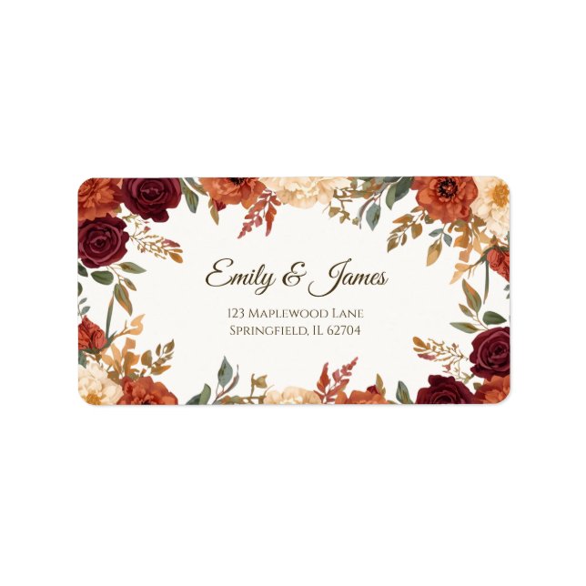 Personalised Rustic Fall Wedding Return Address Label (Front)
