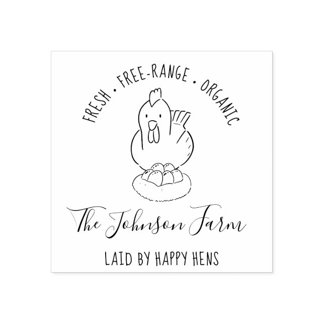 Personalised Rustic Family Egg Farm Rubber Stamp (Imprint)
