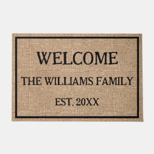 Personalised Rustic Family Name Monogram Doormat  