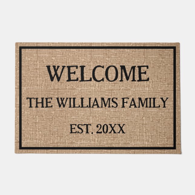 Personalised Rustic Family Name Monogram Doormat   (Front)