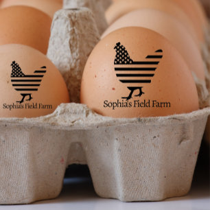 Personalised Rustic Farm Fresh Name Chicken egg Rubber Stamp