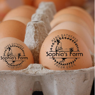 Personalised Rustic Farm Fresh Name Chicken egg Rubber Stamp