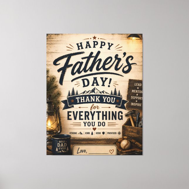 Personalised Rustic Father’s Day Workshop Canvas Print (Front)