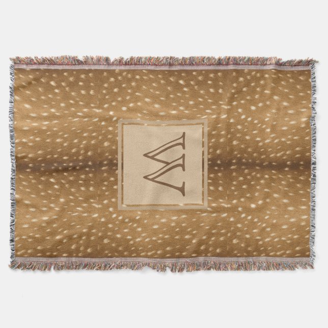 Personalised -  Rustic Fawn Deer Fur Print Throw Blanket (Front)