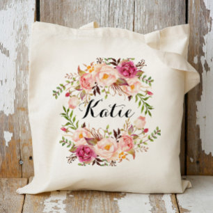 Personalised Rustic Floral Braidsmaid Tote Bag