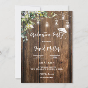 Personalised  Rustic Graduation Designs Invitation