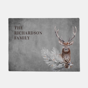 Personalised Rustic Grey Deer Hunting   Doormat