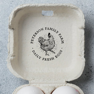 Personalised Rustic Hand-drawn Chicken Egg Self-inking Stamp