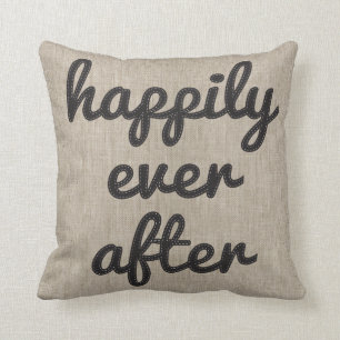 Personalised Rustic Happily Ever After Stitching Cushion