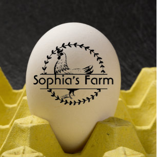 Personalised Rustic Hen Name egg Rubber Stamp