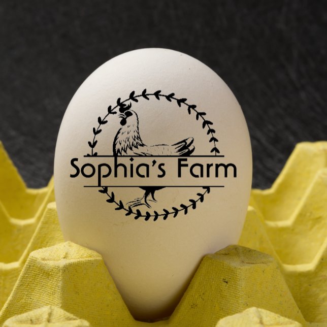 Personalised Rustic Hen Name egg Rubber Stamp (personalized egg case)