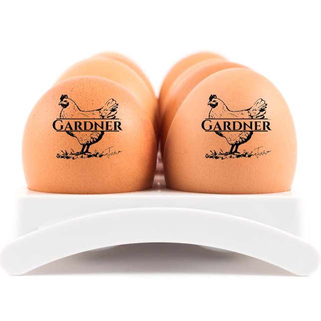 Personalised Rustic Hen Name Egg Rubber Stamp (Personalized egg stamp)