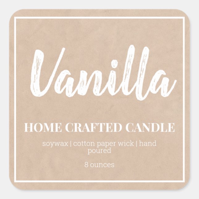 Personalised Rustic Kraft Candle Label (Front)