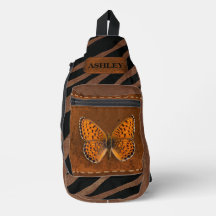 Personalised rustic leather Butterfly Brown