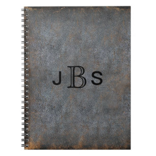 Personalised Rustic Leather   Monogrammed Initials Notebook