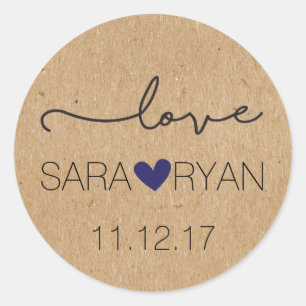 Personalised, Rustic "Love" Stickers