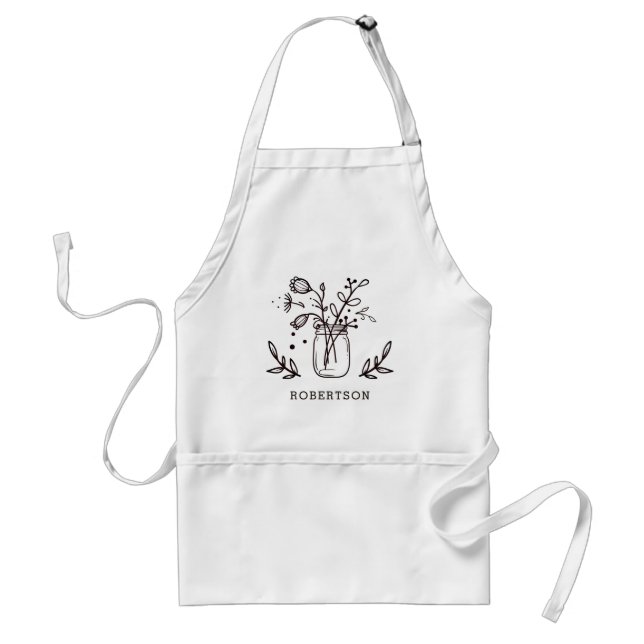 Personalised Rustic Mason Jar Flowers Standard Apron (Front)