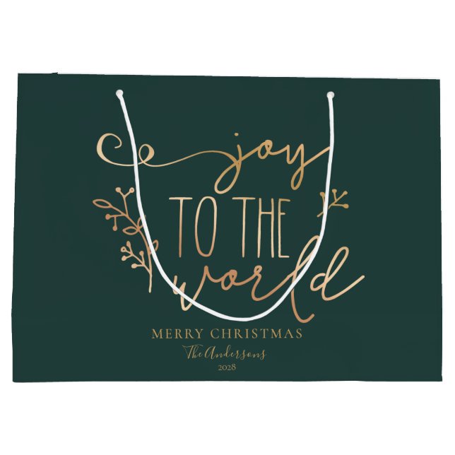 Personalised Rustic Merry Christmas Family Name    Large Gift Bag (Back)