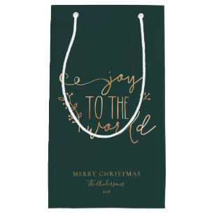 Personalised Rustic Merry Christmas Family Name Small Gift Bag