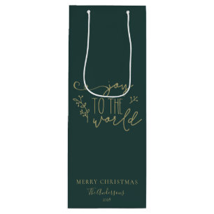 Personalised Rustic Merry Christmas Family Name Wine Gift Bag