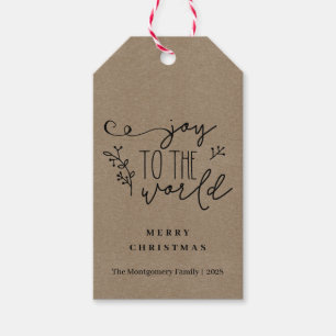 Personalised Rustic Merry Christmas Kraft Name Gift Tags