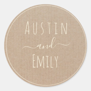 Personalised Rustic Modern Boho Wedding Classic Classic Round Sticker