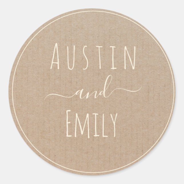 Personalised Rustic Modern Boho Wedding  Classic  Classic Round Sticker (Front)