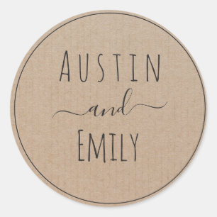 Personalised Rustic Modern Boho Wedding  Classic R Classic Round Sticker