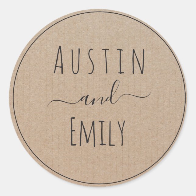 Personalised Rustic Modern Boho Wedding  Classic R Classic Round Sticker (Front)