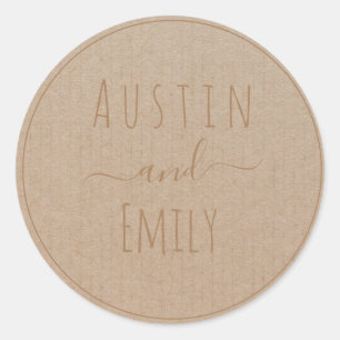 Personalised Rustic Modern Boho Wedding Classic Ro Classic Round Sticker