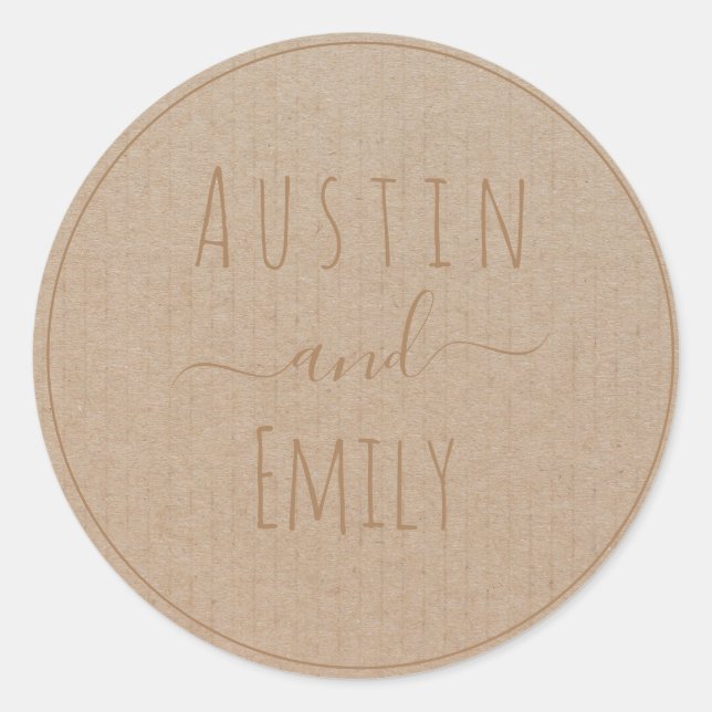 Personalised Rustic Modern Boho Wedding Classic Ro Round Sticker (Front)