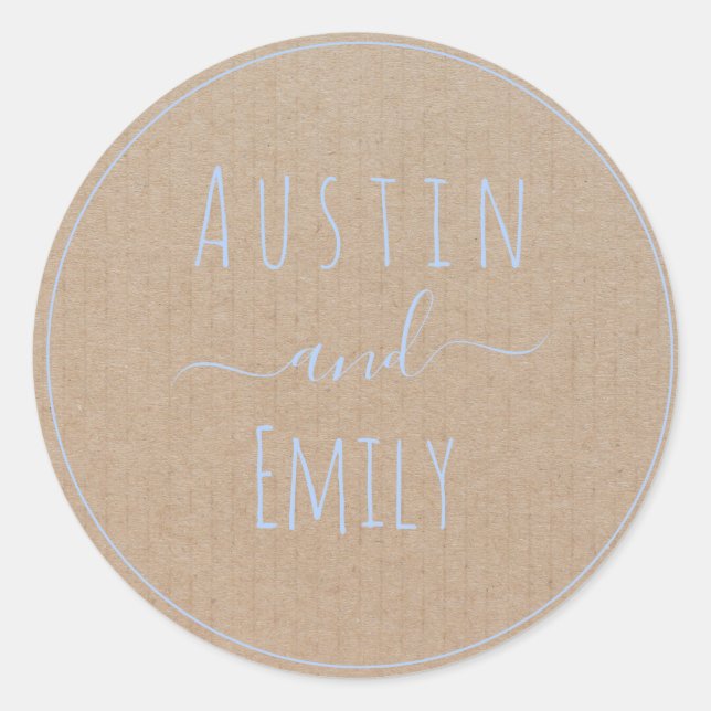 Personalised Rustic Modern Boho Wedding   Classic  Round Sticker (Front)