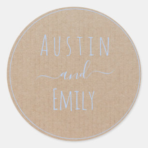 Personalised Rustic Modern Boho Wedding   Classic  Round Sticker