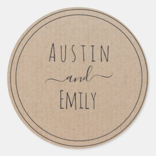 Personalised Rustic Modern Boho Wedding Classic Round Sticker