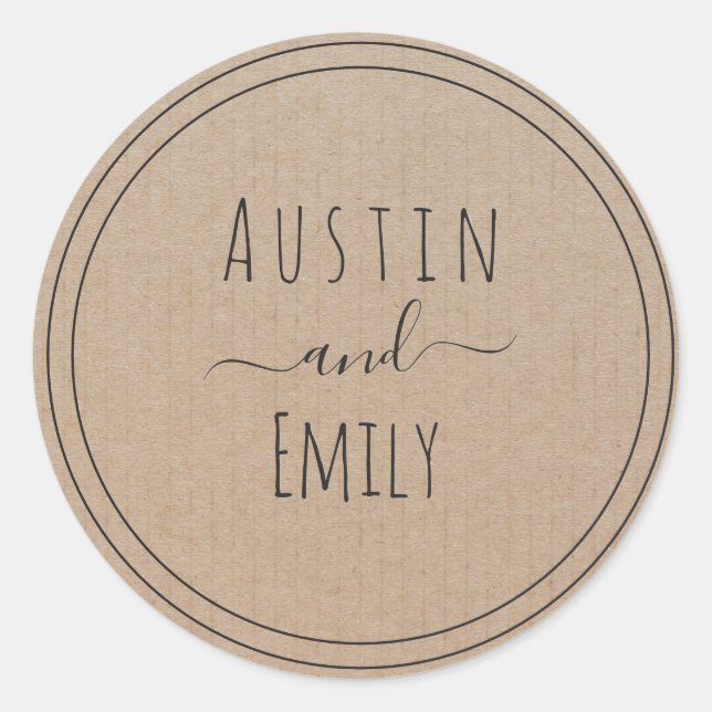 Personalised Rustic Modern Boho Wedding  Classic Round Sticker (Front)