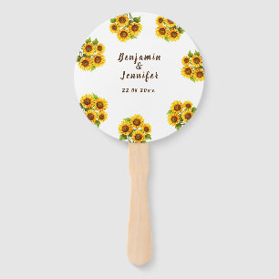 Personalised rustic morden sunflower wedding  hand fan