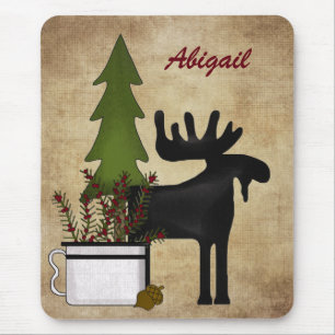 Personalised Rustic Mountain Moose Mousepad