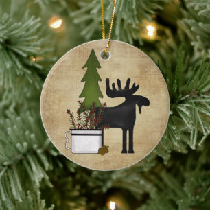 Personalised Rustic Mountain Moose Ornament