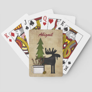 Personalised Rustic Mountain Moose Playing Cards