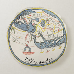 Personalised Rustic Nautical Vintage Map Round Cushion