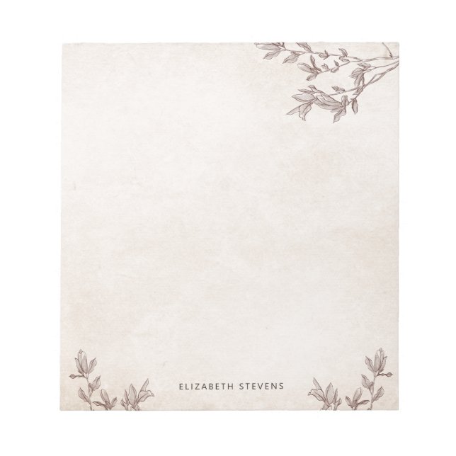 Personalised Rustic Old Paper Brown Tree Notepad (Front)