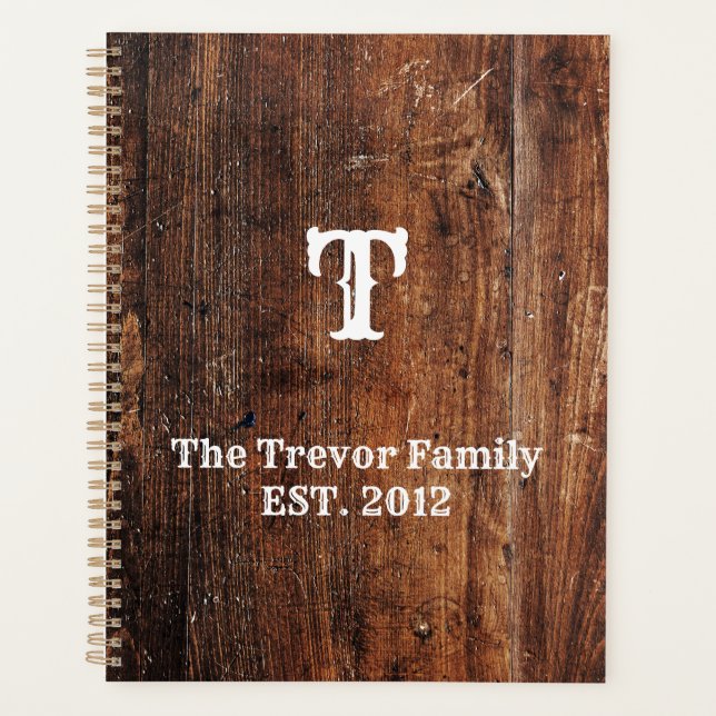 Personalised Rustic Old Wood Planner (Front)