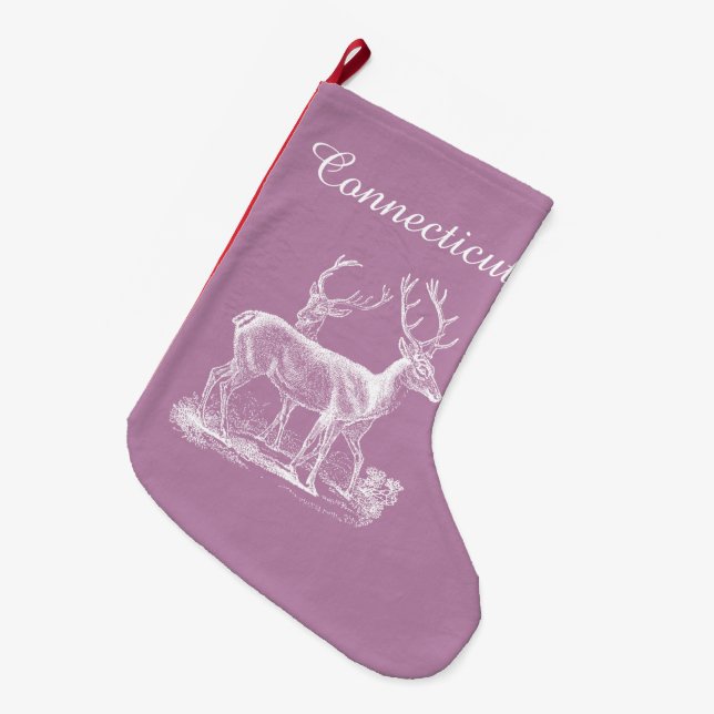 Personalised Rustic Opera Mauve Reindeer Christmas Large Christmas Stocking (Front (Hanging))
