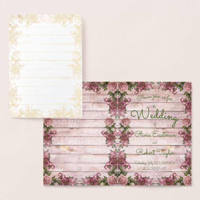 Personalised rustic purple roses foil card (Display)